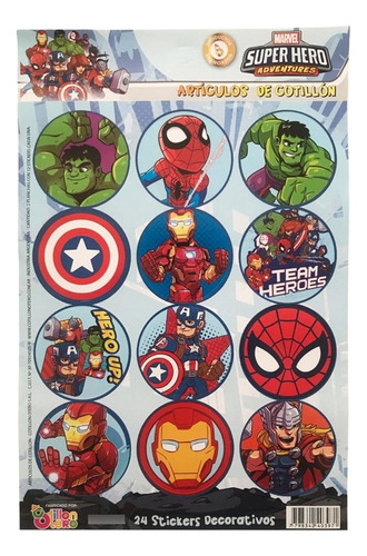 Stickers Adhesivos Decorativos Otero X 24 Un - Super Hero