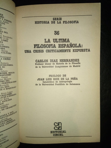 La Última Filosofía Española Carlos Díaz Hernández