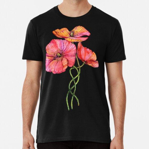 Remera Enredo De Amapola Melocotón Y Rosa Algodon Premium