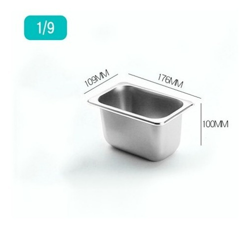 Deposito Gastronomico Acero Inox 1/9 10cm Con Tapa 17.6x10.9