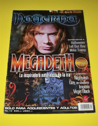Megadeth Revista Nocturna 2008 Ozzy Osbourne Virgin Black