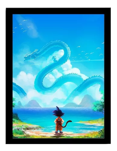 Quadro decorativo emoldurado Goku Super Sayajin Dragon Ball Arte