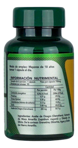 Maca Amarilla Y Onagra Boost De Herbalia Lab, 90 Cápsulas Sabor Sin Sabor