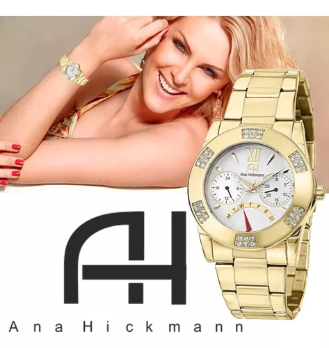 Relógio Feminino Ana Hickmann Dourado 434791 - R$ 577,31