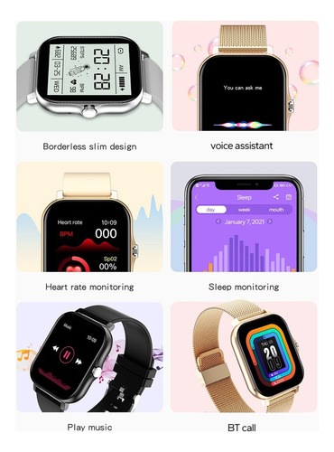Smartwatch Gloryfit Android Com Duas Pulseiras - Gold