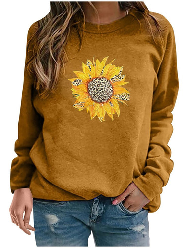 Mujer Suéter Casual Sudaderas Jersey Tops Girasol Estampado