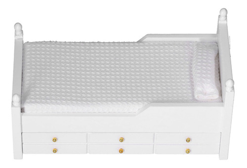 Cama Dollhouse 1:12 En Miniatura De Abedul, Minimueble, Casa