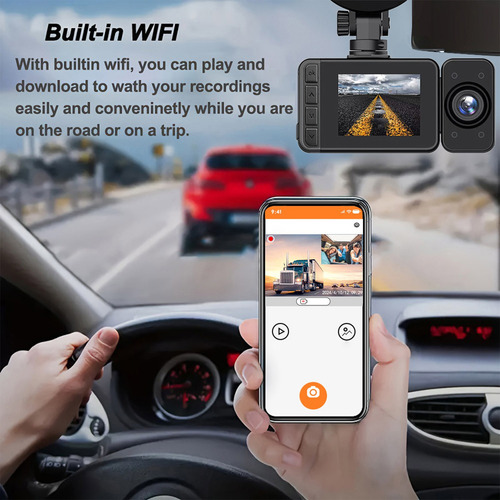 Grabadora De Conducción De Coche Dash Cam Wifi 1080p Fhd De