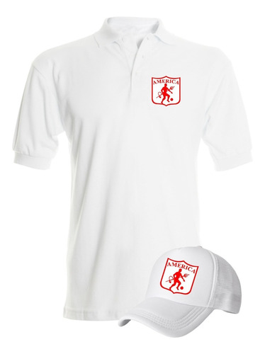 Camiseta Tipo Polo America De Cali Futbol Obsequio Gorra