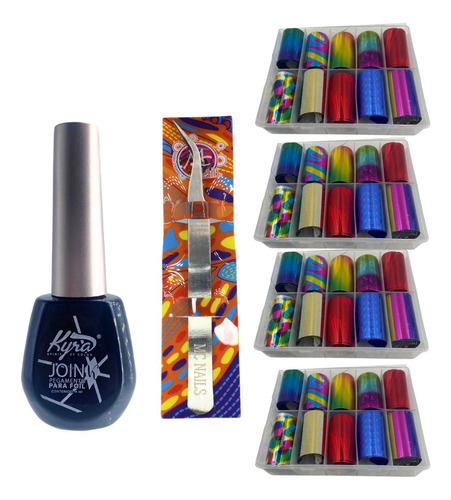 Pegamento+foil Papel Transfer. Uñas Caja Con 40 Rollos. Kyra