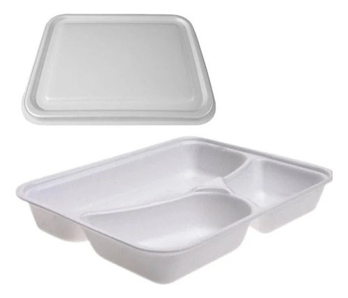Marmitex De Isopor Com Divisorias Fibraform Cor Branco