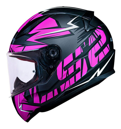 Capacete Ls2 Ff353 Cromo Matte Preto Fosco/rosa