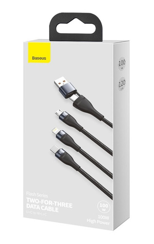 Cable Baseus 3 En 1 Usb C / Lightning / Micro Usb 5a Pd 100w