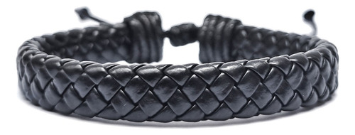 Kit 3 Pulseiras Masculinas Couro Ajustável Hematita Bolinhas