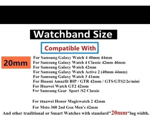 Imagen 5 de 5 de Mallas Amazfit ,pace, Gtr Y Otros 20mm Lista Completa Foto:4