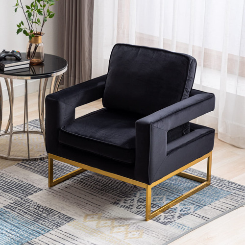 Lukealon Elegante Silla Terciopelo Para Club Sillon Tapizado