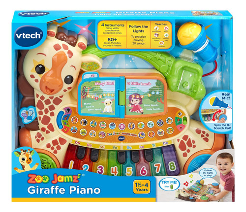 Piano De Brinquedo Vtech Zoo Jamz Giraffe Com 20 Músicas Por