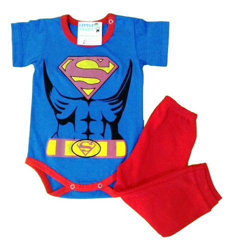 Conjunto Superman Bebe Body Manga Corta Y Pantalon Disfraz