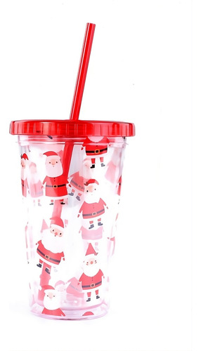 Vaso Papa Noel Navidad Sorbete Plástico Rígido Doble Pared