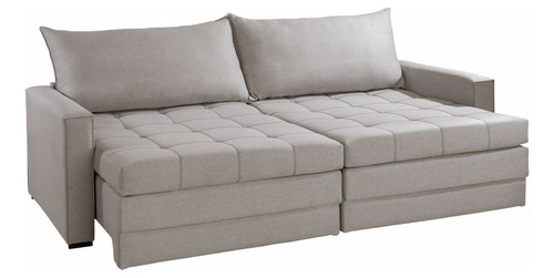 Sofá Cama Retátil E Reclinável Captiva Linho Cinza 2,24 M