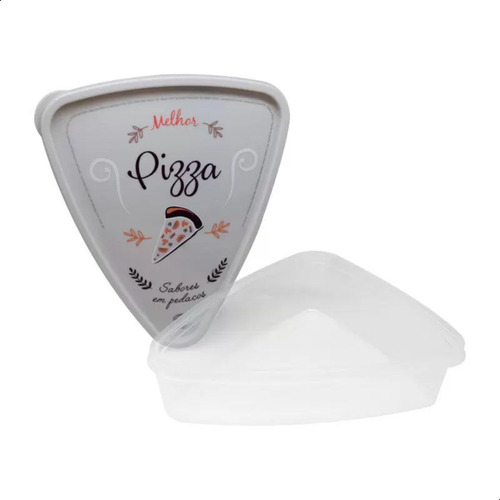 Pote Pizza Triangular 1,2l De Plástico - Plasútil Cor Bege