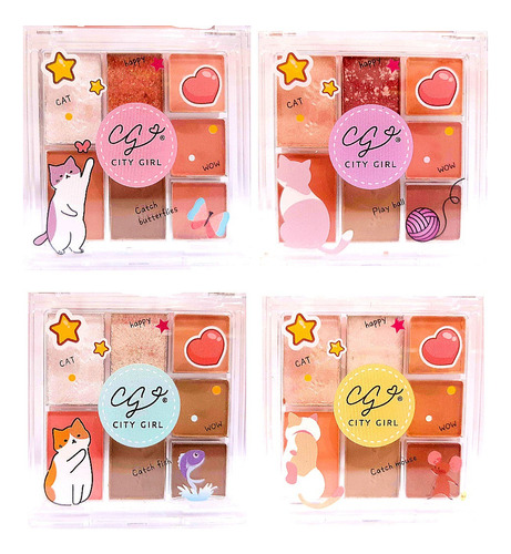 Paleta 9 Sombras City Girl Gatitos Estilo Coreana Asiatica Sombra Tono 2