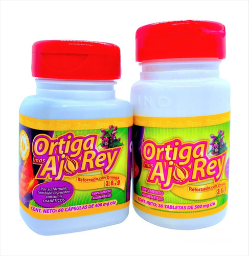 Imagen 9 de 9 de Ortiga Mas Ajo Rey Con Omega 3 6 9 Original (3 Cajas) Full