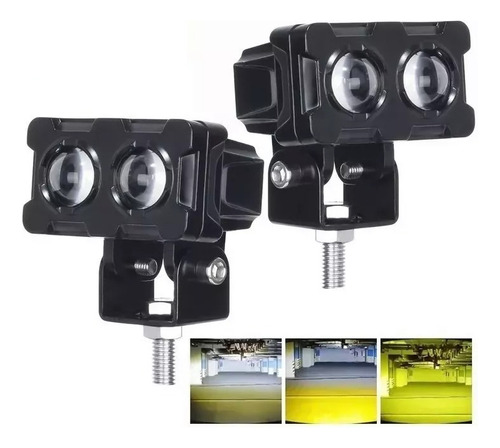 Faros Auxiliares Led Doble Color Universal 2pcs 24000lúmenes