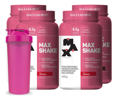 Kit 4x Max Shake + Coq. - Max Titanium Sabor Vitamina De Frutas