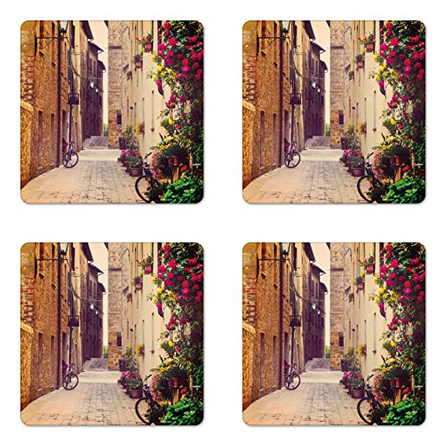 Juego De Posavasos Cityscape De 4 Street Pienza Toscana...