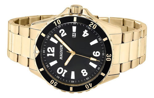 Relógio Magnum Masculino Analógico Dourado Social Clássico MA35002U Prova D'agua