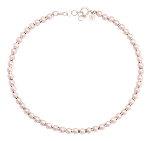 Pulseira Com Bolas De 3mm Completa Em Ouro Branco 18k