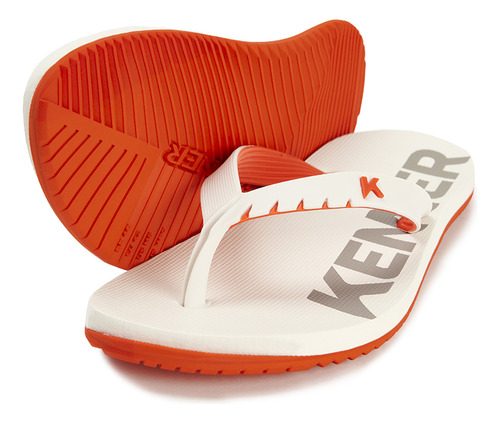 Chinelo Sandalia Kenner Red Branco E Laranja Original