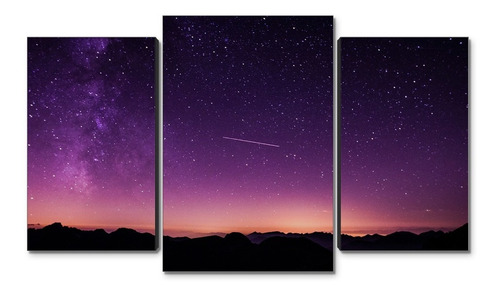 Cuadro Decorativo Moderno Lluvia Estrellas Jd-0475 G Tríptico 100x60 Cm Sin Marco