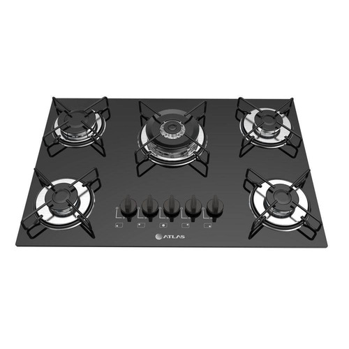 Cooktop Atlas 5 Bocas Vidro Tripla Chama