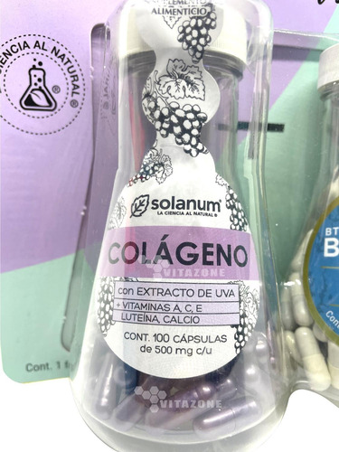 Imagen 4 de 6 de Solanum Colágeno + Biotina + Vitaminas Twopack 200 Caps Sfn Sabor Sin Sabor