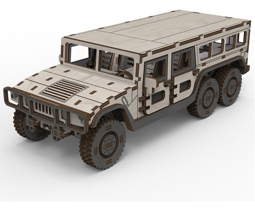 Rompecabezas 3d Hummer H1 6 Ruedas Escala 1/24 Madera