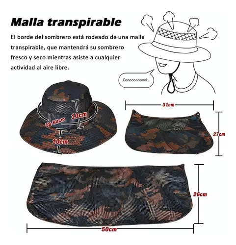 GENERICO Sombrero Para El Sol Gorra Con Protección Para Cuello Y