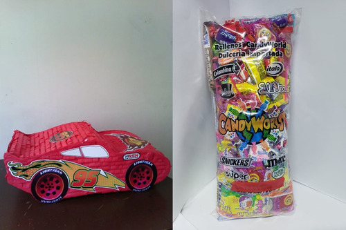  Piñata + Relleno Dulces Cars Decoración Rayo Mcqueen Fiesta