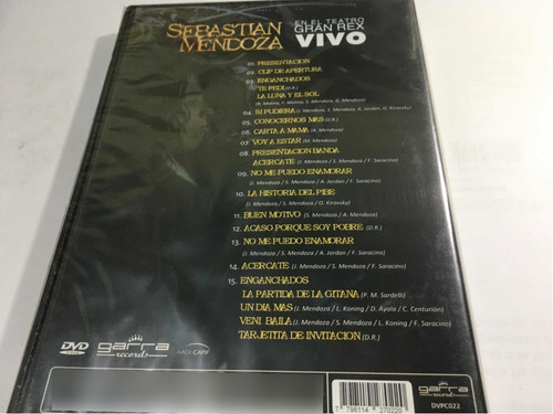 Sebastián Mendoza En El Teatro Gran Rex Dvd Nuevo Original