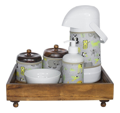 Kit de cuidado para bebês Potinho de Mel Magic Pump Kit Higiene Clássico Safári madeira escura - x 6
