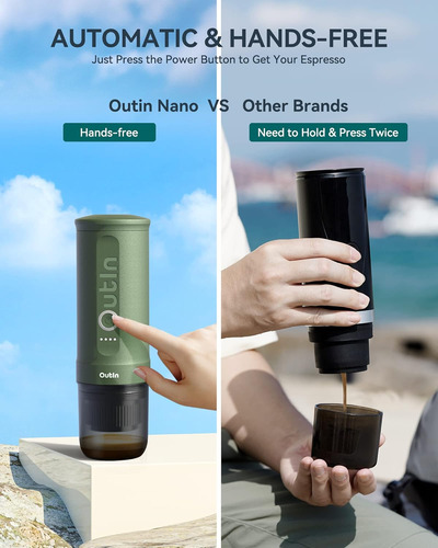 Outin Nano Cafetera Espresso Eléctrica Portátil Con 3-4 M...