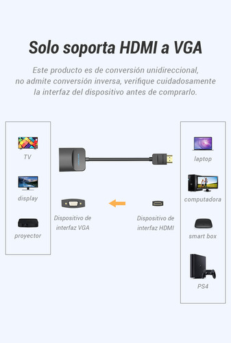 Vention - Conversor Vention/ Hdmi Macho - Vga Hembra/ 15cm/