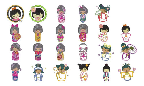 75 Matrices P/ Maquinas De Bordar Muñeca Japonesa /geisha