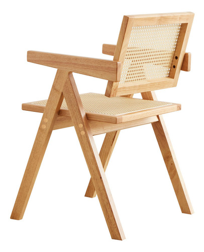 Sillones Square De Comedor Cocina Madera Rattan Sintético X2 Estructura De La Silla Marrón Claro