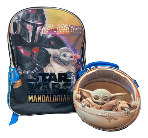 Mochila Escolar Star Wars Mandalorian Con Lonchera Baby Yoda