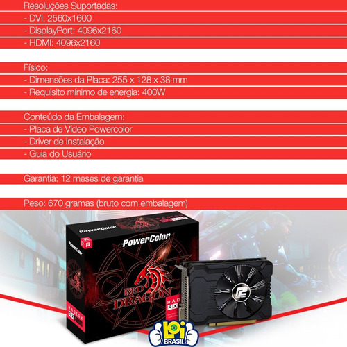Placa De Vídeo Power Color Radeon Rx 550 2gb Gddr5 128 Bits