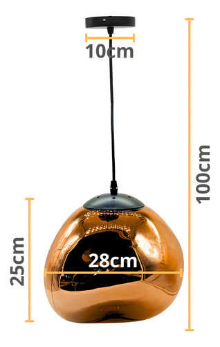 Lampara Minimalista 3d Entrada E27 Decorativa Oro Rosa Ambar
