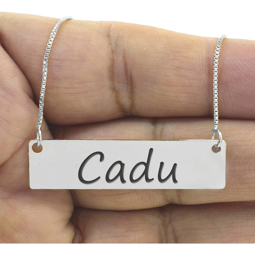 Colar Pers. Chapinha Gravado Nome Cadu Banhado Prata 1000