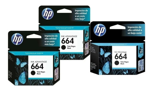 Combo 3 Cartuchos Hp 664 Negro 1115 2135 2134 3635 3835 